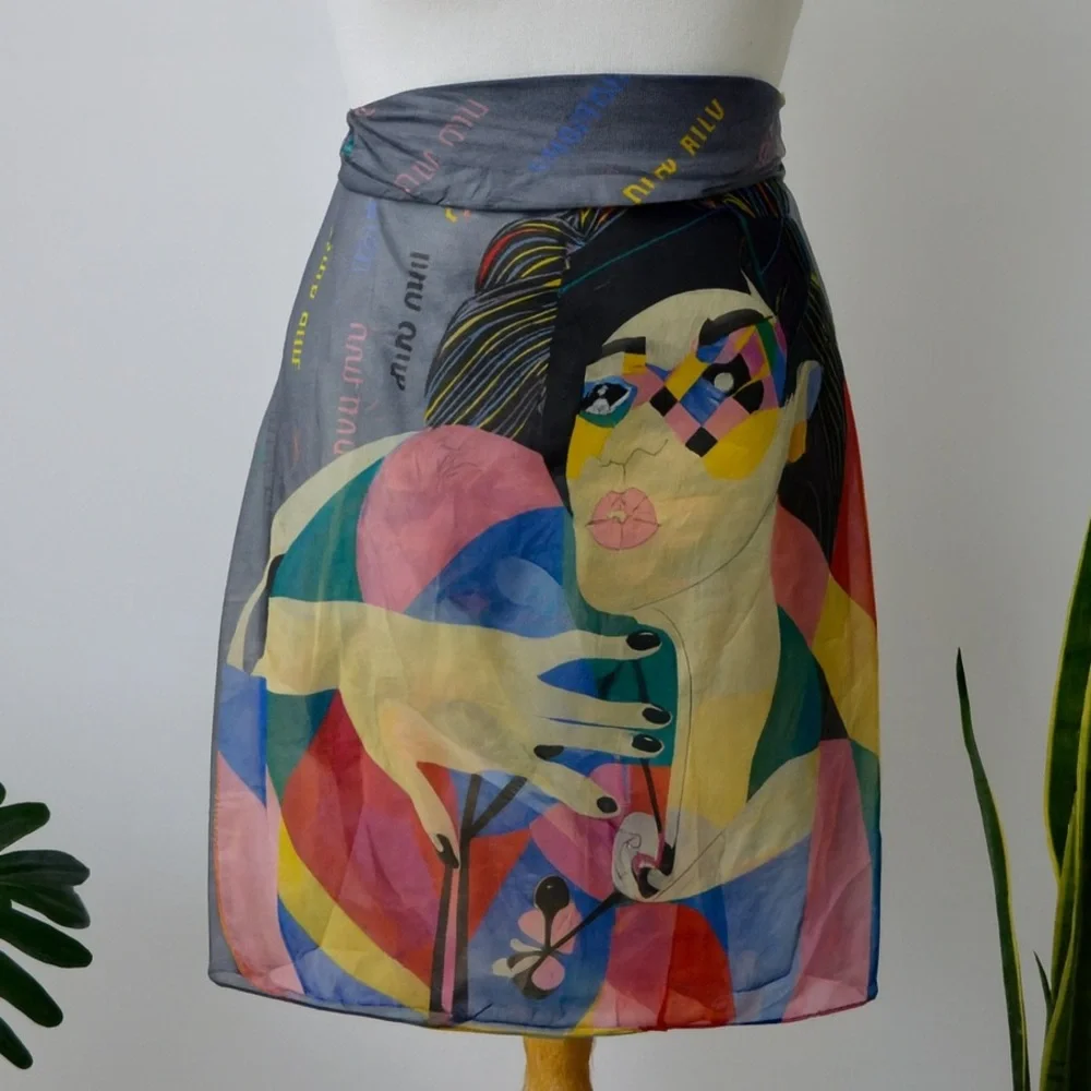 MIU MIU Multicolor Graphic Scarf